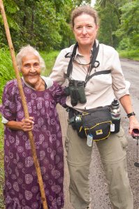 Jane with 95 year old woman who remembered the WWII fighting 70 years ago. 