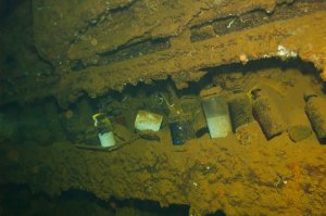 Sick-bay medicine cabinet in the Coolidge.